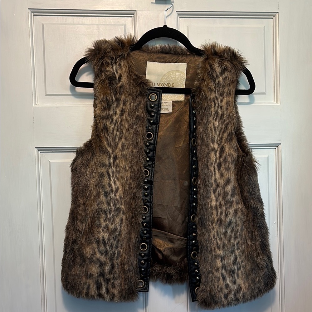 Du Monde Faux Fur Leopard Vest